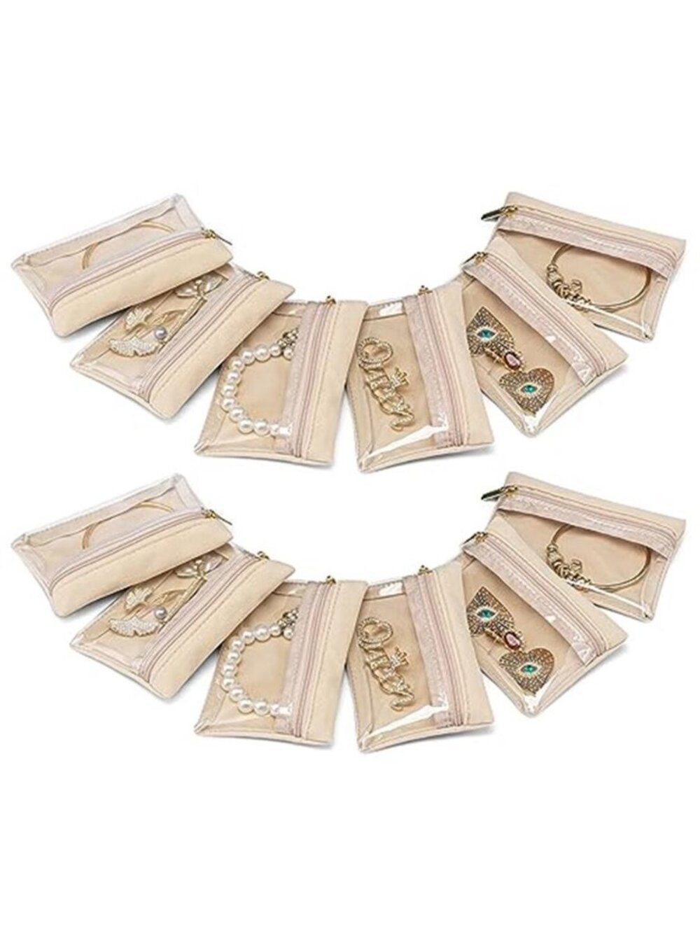 Travel Jewelry Pouch, 12pcs Clear Velvet Zipper Bag | Guards Daily Favorites